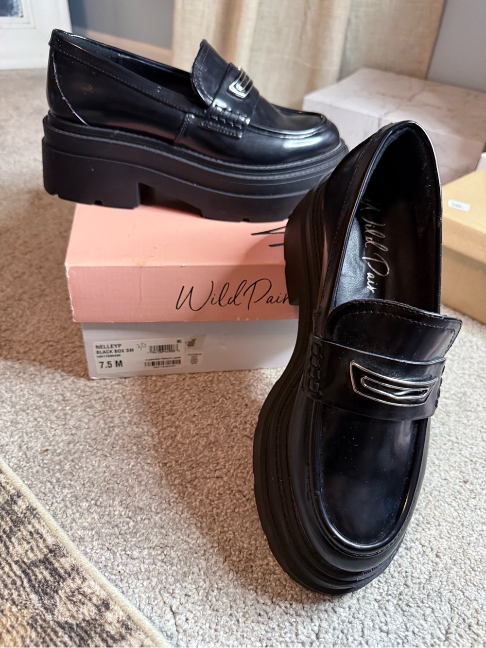 Wild Pair Black Platform Penny Loafers